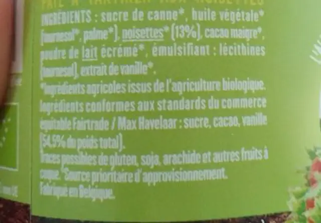 Pâte di pomodori secchi ingredients label