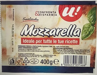 Mozzarella cheese front packaging