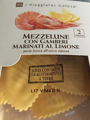 Mezzelune con gamberi marinati al limone