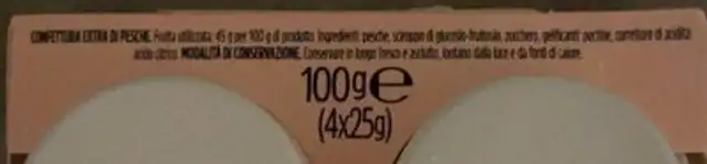 confettura alle pesche nutrition facts table