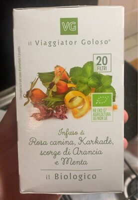 Infuso di rosa canina, karkadè, scorza d’arancia e menta