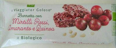Barretta con mirtilli rossi, amarante e quinoa front packaging