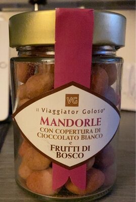 Mandorle con copertura cioccolato bianco e frutti di bosco