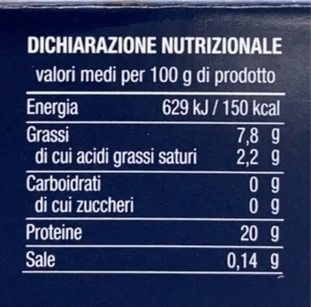 filetti di branzino nutrition facts table