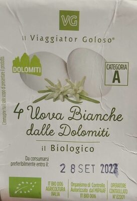 Uova bianche delle Dolomiti front packaging