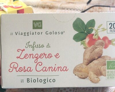 Infuso di zenzero e rosa canina front packaging