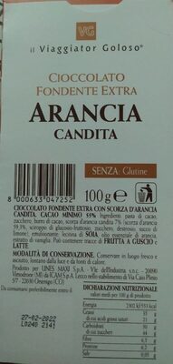 Cioccolato extra fondente con arancia candita