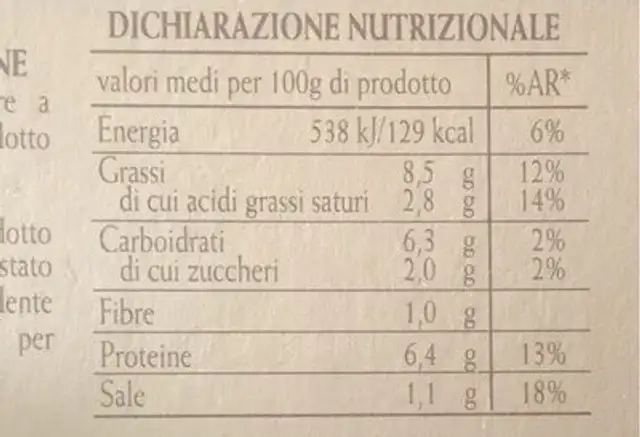 Branzino con salsa senape ortaggi e capoeri nutrition facts table