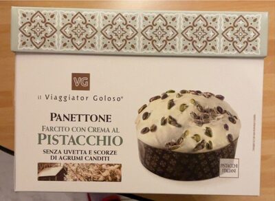 Panettone farcito con crema al pistacchio front packaging