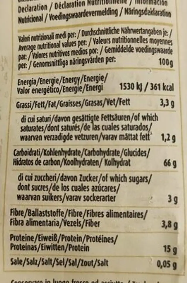 Occhi di pernice all'uovo nutrition facts table