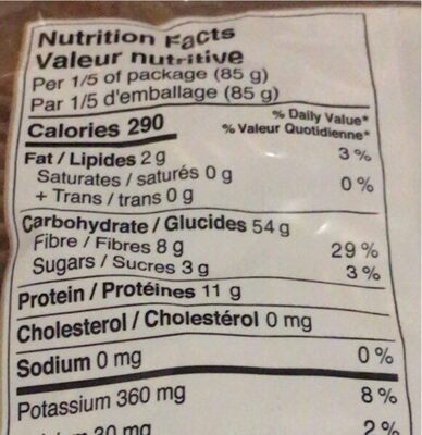 Fusilli Épeautre nutrition facts table
