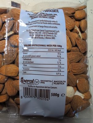 Mandorle sgusciate nutrition facts table