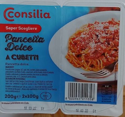 Pancetta dolce a cubetti front packaging
