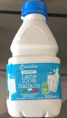 Latte 100% Italiano parzialmente scremato front packaging