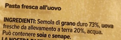 Pasta fresca all'uovo ingredients label