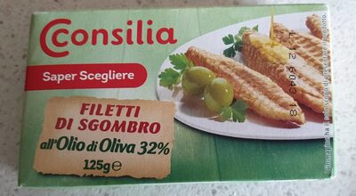 Filetti di sgombro all'olio di oliva 32 per cento front packaging