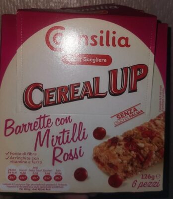 Barrette con mirtilli rossi front packaging