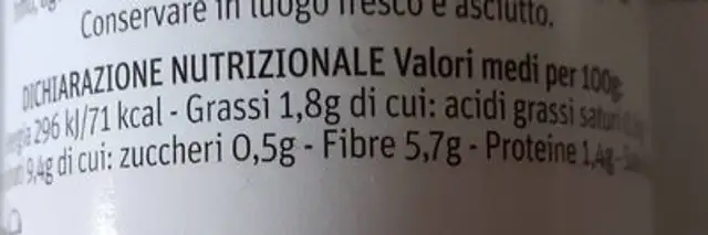 Insaporitore per patate nutrition facts table