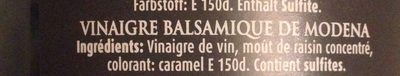 Vinaigre balsamique de Modène ingredients label