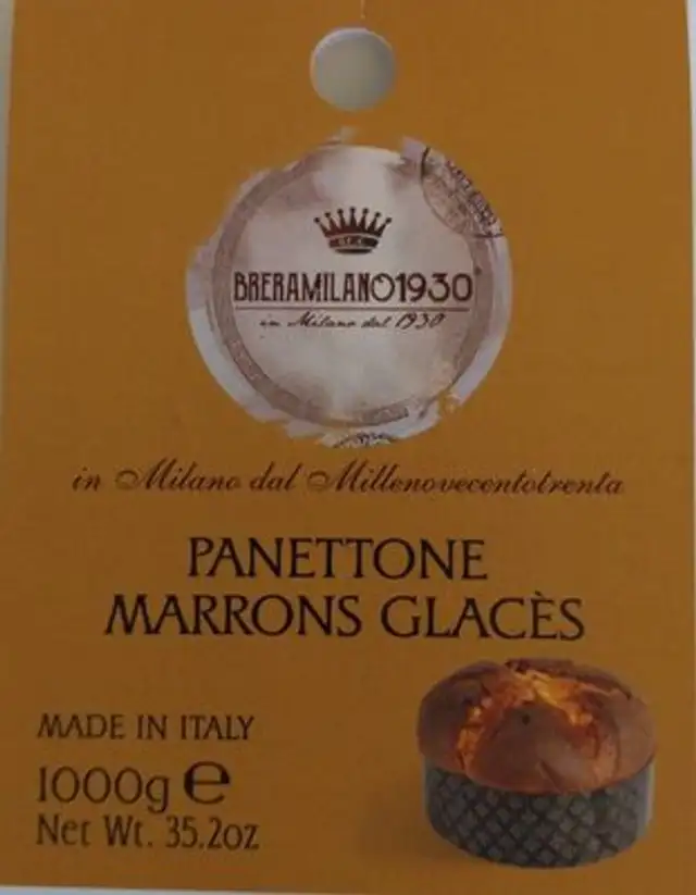 Panettone marrons glacés front packaging