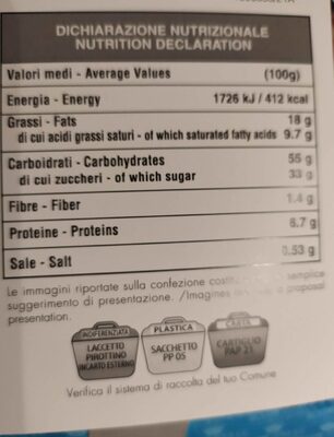 Colomba classica cova nutrition facts table