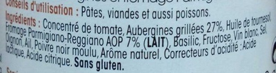 AUBERGINES ALLA  PARMIGIANA 190GR ingredients label
