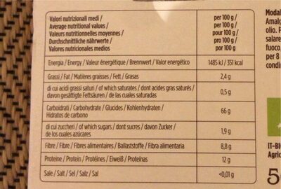 Cous cous integrale di grano duro nutrition facts table