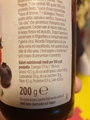 Composta frutti di bosco ingredients label