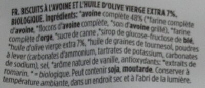 Oat Biscuits ingredients label