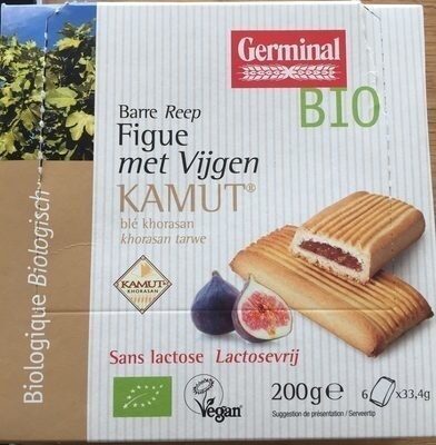 Barres fourrées à base de farine de blé front packaging