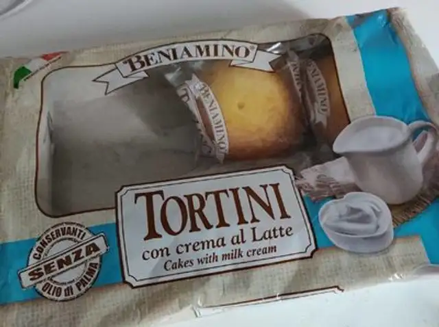 Tortini con crema di latte front packaging