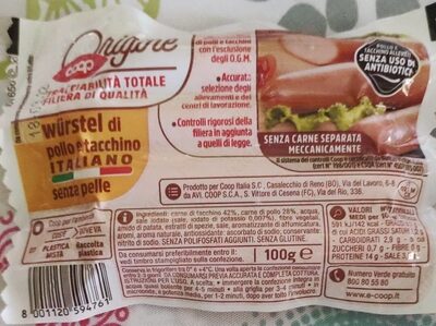 Würstel di pollo e tacchino senza pelle Origini COOP