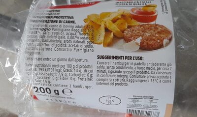 Hamburger di bovino con parmigiano reggiano