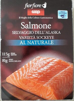 Salmone selvaggio dell'Alaska al naturale front packaging
