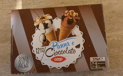 Mini coni con panna e cioccolato