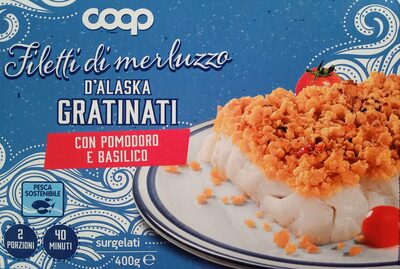 Filetti di merluzzo d’alaska gratinati con pomodoro e basilico