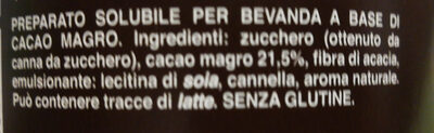 Preparato per bevanda al cacao magro ingredients label
