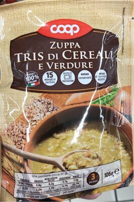 Zuppa tris di cereali e verdure