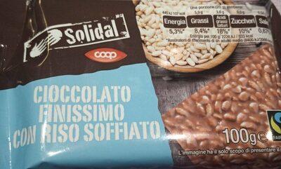 Cioccolato finissimo con riso soffiato front packaging