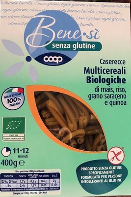 Casarecce multicereali biologiche front packaging
