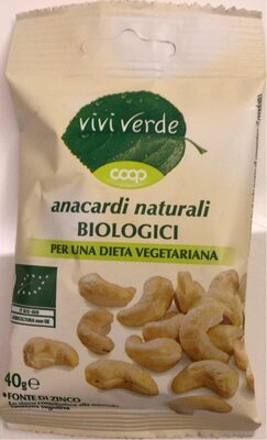 Anacardi naturali biologici front packaging