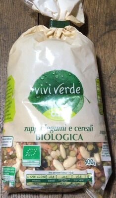 Legumes soup and organic cereals