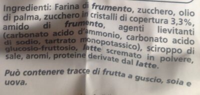 Frollini con granella di zucchero ingredients label