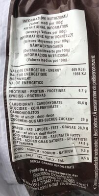 Tortina Cacao e Mandorle nutrition facts table