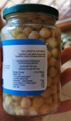 Ceci lessati nutrition facts table