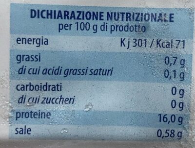 Gamberi Argentini nutrition facts table