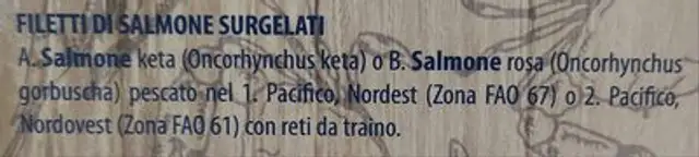 Filetti di salmone selvaggio ingredients label