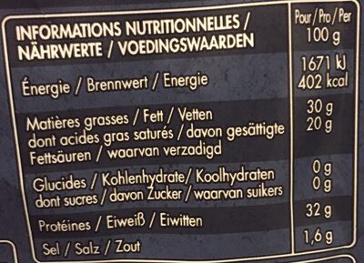 Parmigiano regiano nutrition facts table