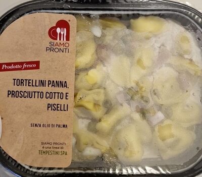 Tortellini panna,  prosciutto cotto e piselli