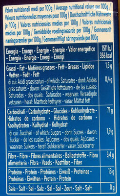 Cous Cous nutrition facts table